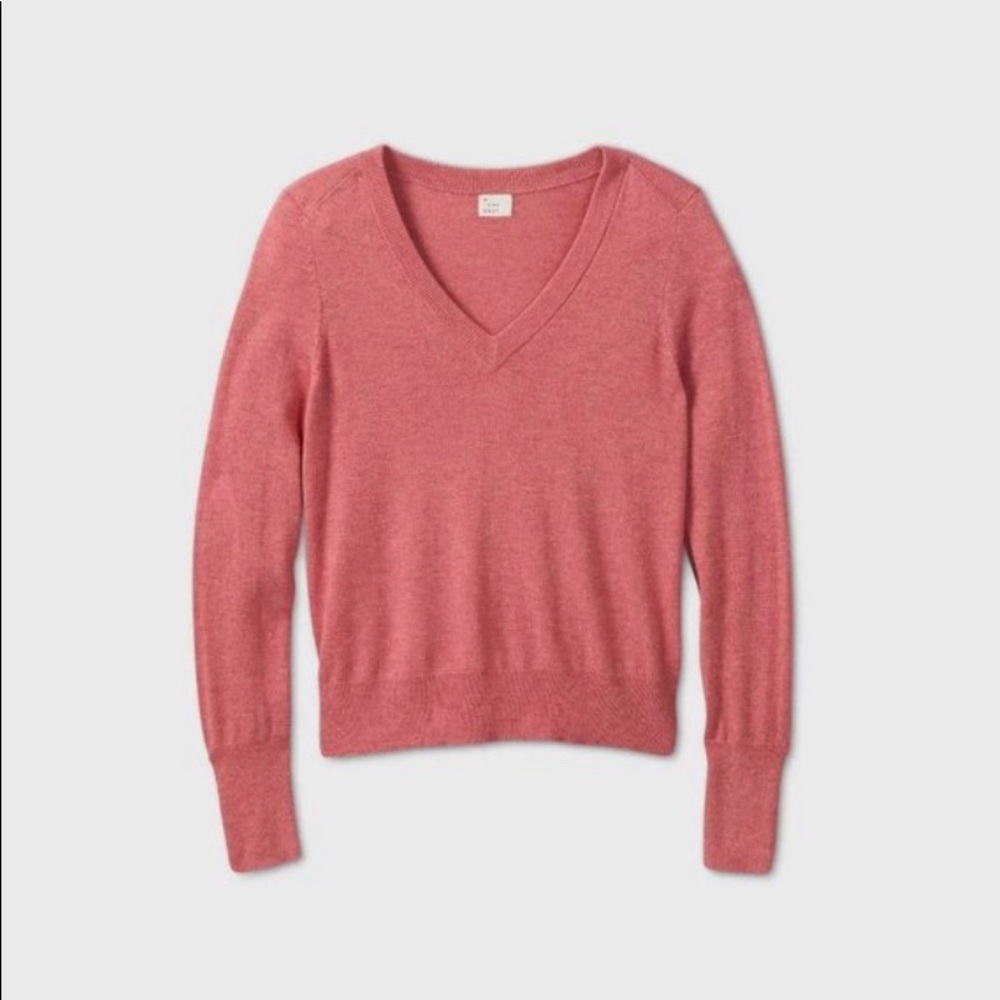 Pink v-neck sweater